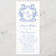 Elegant Monogram Dusty Blue Crest Bröllop