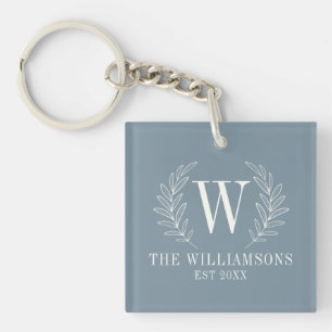 Elegant Monogram Dusty Blue Family Namn