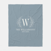 Elegant Monogram Dusty Blue Family Namn