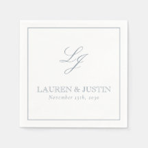 Elegant Monogram Dusty Blue Simple Script Bröllop