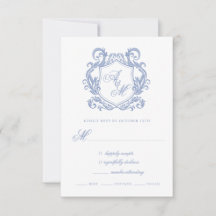Elegant Monogram Dusty Blue Vapensköld Bröllop