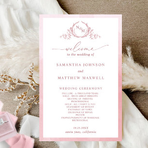 Elegant Monogram Dusty Ro Bröllopsprogram