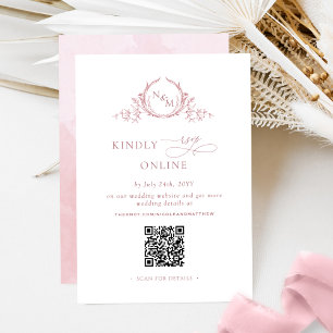 Elegant Monogram Dusty Ro OSA Online QR-kod Tilläggskort