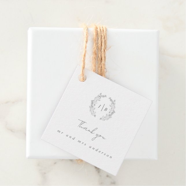 Elegant Monogram Enkel Bröllop Tack  Gåvor Etiketter (På plats)