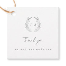 Elegant Monogram Enkel Bröllop Tack 