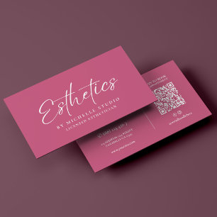 Elegant Monogram Estetiker Rosa Vit Visitkort