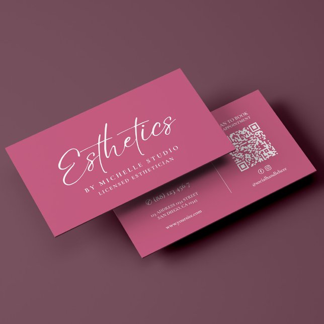 Elegant Monogram Estetiker Rosa Vit Visitkort (Elegant Monogram Esthetician Pink White Business Card
)