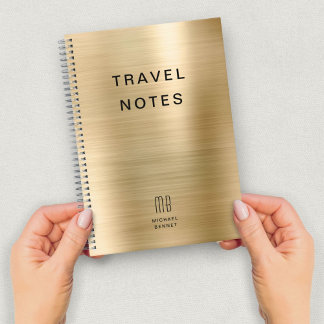 Elegant Monogram Falskt Guld Resa Anteckningsbok