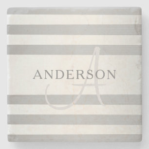 Elegant monogram falskt silvergrå gradientränder stenunderlägg