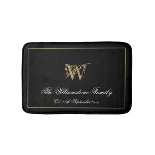 Elegant Monogram-familjens efternamn Nytt Bröllop Badrumsmatta