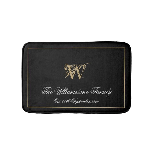 Elegant Monogram-familjens efternamn Nytt Bröllop Badrumsmatta (Framsidan)