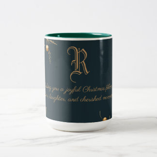 Elegant Monogram-familjens jul Mugg med meddelande
