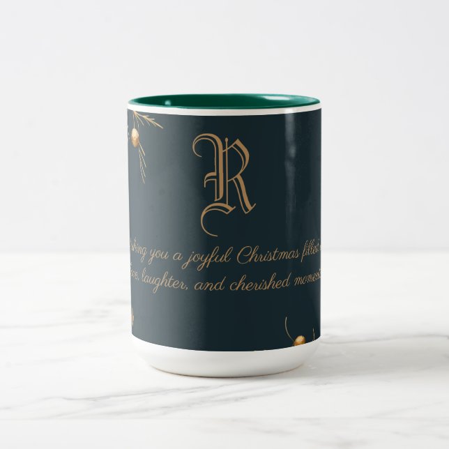 Elegant Monogram-familjens jul Mugg med meddelande (Center)