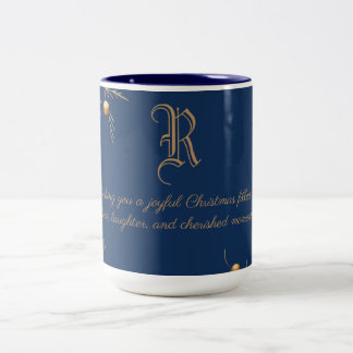 Elegant Monogram-familjens jul Mugg med meddelande