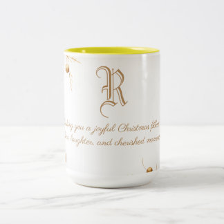 Elegant Monogram-familjens jul Mugg med meddelande