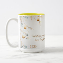 Elegant Monogram-familjens jul Mugg med meddelande