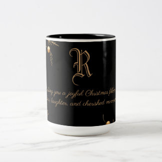 Elegant Monogram-familjens jul Mugg med meddelande