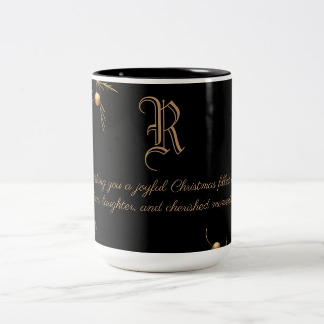 Elegant Monogram-familjens jul Mugg med meddelande (Center)