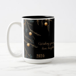 Elegant Monogram-familjens jul Mugg med meddelande