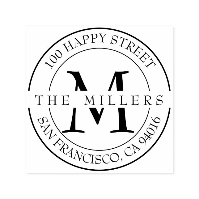 Elegant Monogram-familjens Returadress Självfärgande Stämpel (Design)