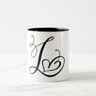 ELEGANT MONOGRAM FÄRG BLACK BREV ’L’ Två-Tonad MUGG