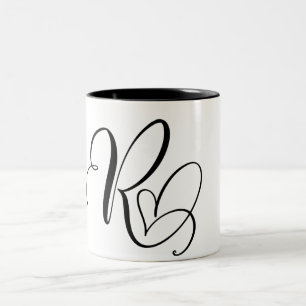 ELEGANT MONOGRAM FÄRG BLACK BREV ’R’ Två-Tonad MUGG