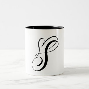 ELEGANT MONOGRAM FÄRG BLACK BREV ’S’ Två-Tonad MUGG
