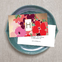 Elegant Monogram, färglös Blommigt, Guld Visitkort