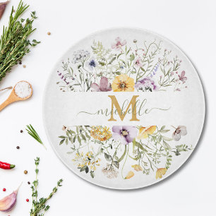 Elegant monogram färgrik vildblomsterträdgård blom