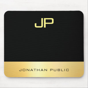 Elegant Monogram Faux Guld Black Modern-mall Musmatta
