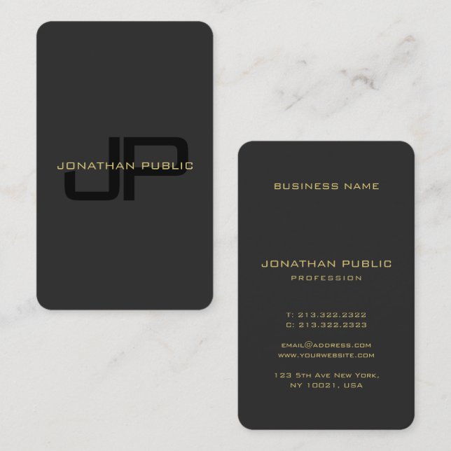 Elegant Monogram Faux Guld Text Oceanen Storlek Visitkort (Fram/baksida)