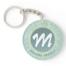 Elegant Monogram Faux Guld Turquise Damask Blommig