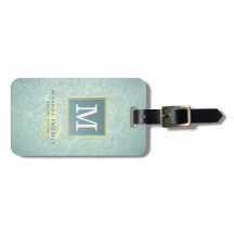 Elegant Monogram Faux Guld Turquise Damask Blommig