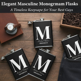 Elegant Monogram Flask - Personalized Groomsmen Gi Fickplunta