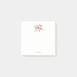 Elegant Monogram för Blommigt av Rosa Post-it Block