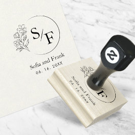 Elegant Monogram för minimalistisk Blommigt Stämpel