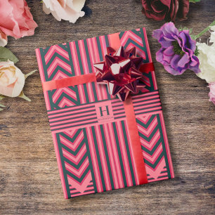 Elegant Monogram för redigerbar Rosa för kol Rand Presentpapper