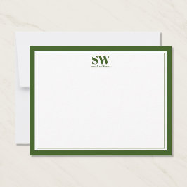 Elegant Monogram Forest Grönt Gräns minimalist Anteckningskort