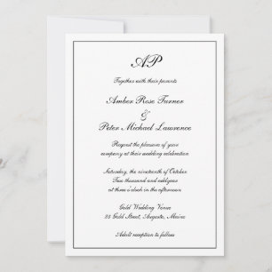 Elegant Monogram Formell Allt-i-ett Bröllopsinbjud Inbjudningar