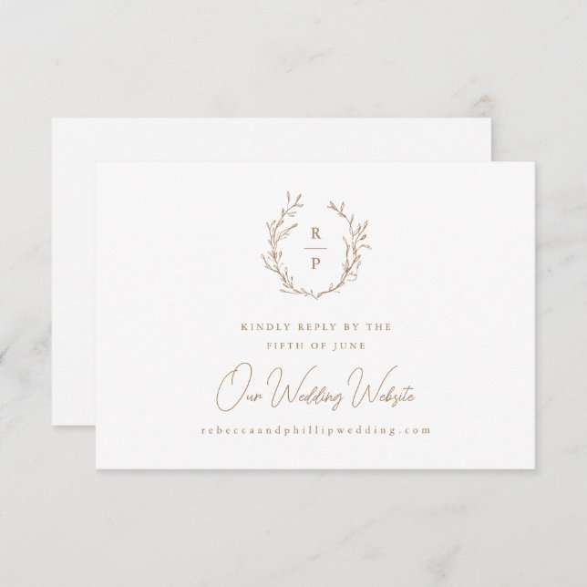 Elegant Monogram Formell Bröllop webbplats OSA Kort (Fram/baksida)