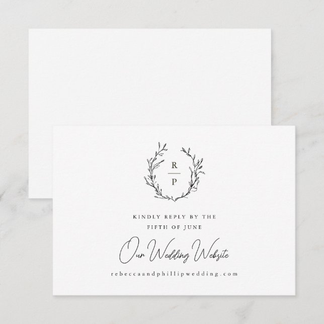 Elegant Monogram Formell Bröllop webbplats OSA Kort (Fram/baksida)