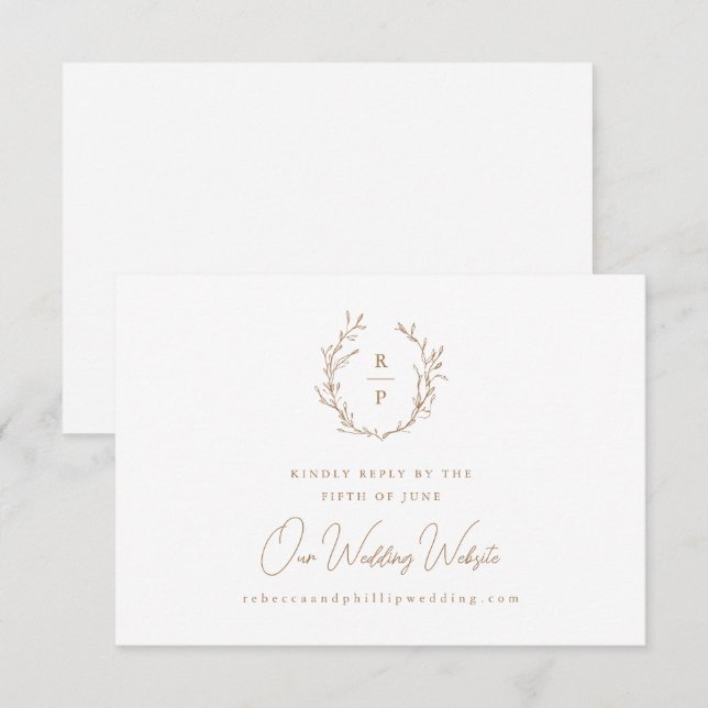 Elegant Monogram Formell Bröllopswebbplats OSA Kort (Fram/baksida)