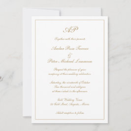 Elegant Monogram Formell Guld Allt-i-ett Bröllop Inbjudningar
