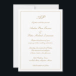 Elegant Monogram Formell Guld allt på en Bröllop Inbjudningar<br><div class="desc">Traditional stil All in One Wedding Investigation med en enkel och klassisk design med ditt monogram överst, tillsammans med dina bröllop-detaljer omgivna av gräns. Dina uppgifter finns i ett elegant faux guld-skript och kan ändras till valfritt färg genom att klicka på knappen "anpassa". På baksidan finns en mall som fungerar...</div>