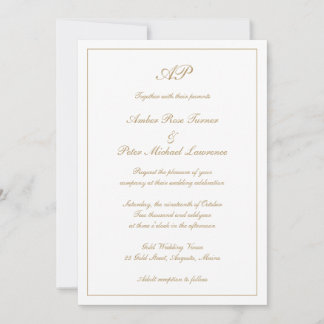 Elegant Monogram Formell Guld allt på en Bröllop Inbjudningar