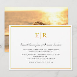 Elegant Monogram Formell Guld Bröllopsmottagning Inbjudningar