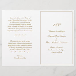 Elegant Monogram Formell Guld-Bröllopsprogram