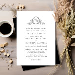 Elegant Monogram Formell svart och vit Bröllop Inbjudningar<br><div class="desc">Elegant bröllop inbjuder med känsligt hand plockade monogram med par initialer. Enkel, elegant och snyggt. Monogram och text i svart, över en vit bakgrund. Bakåt i elegant, svart bakgrund färg. Du kan ändra färg fram- och/eller bakbakgrunden till valfri färg genom att markera knappen Redigera med Design Verktyg. Formulering med föräldrarna...</div>