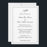 Elegant Monogram formellt allt på en Bröllop Inbjudningar<br><div class="desc">Traditional stil All in One Wedding Investigation med en enkel design i klassiskt svartvitt med ditt monogram överst, tillsammans med dina bröllop-detaljer i ett elegant-skript omgivet av gräns. Färg kan ändras till valfritt färg genom att klicka på knappen "anpassa". På baksidan finns en mall som fungerar som tilläggskort, där du...</div>
