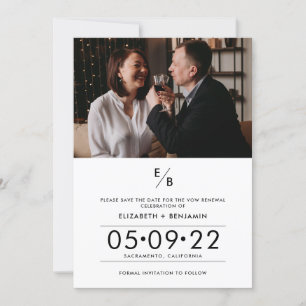 Elegant Monogram Foto Förnyelse Av Löfte Spara Datumet
